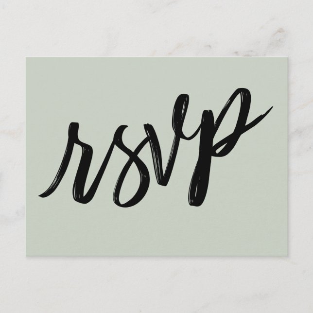 Postal Escritura a mano en negrita Sage Green RSVP (Anverso)