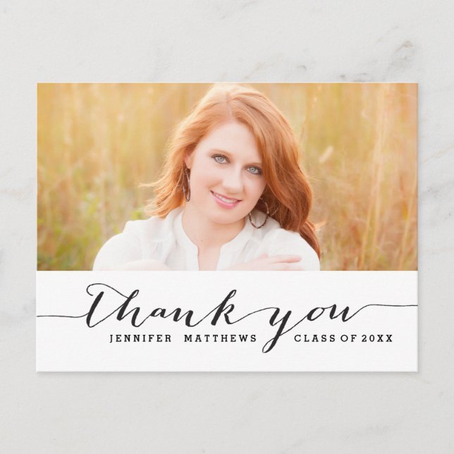 Postal Escritura a mano | Graduación Gracias Postcard (Anverso)