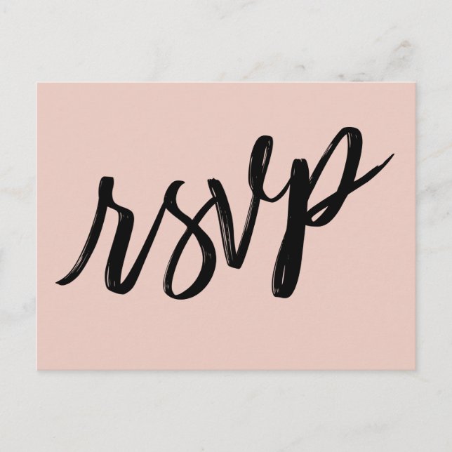 Postal Escritura a mano simple RSVP rosa Rubor simple (Anverso)