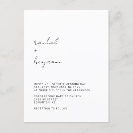 Postal Escritura Boda minimalista de tipografía simple mo