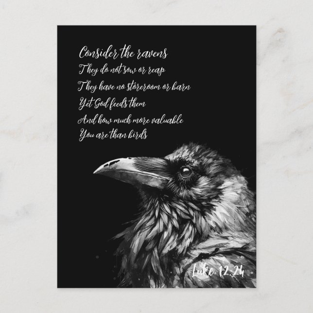 Postal Escritura de la Biblia Lucas 12:24 (Anverso)