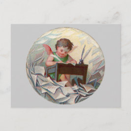 Postal Escritura de niño ángel vintage en el escritorio