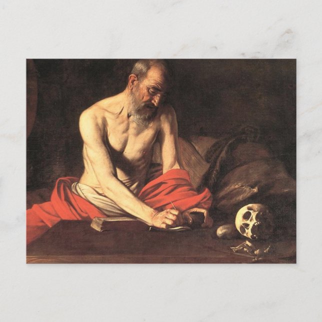 Postal Escritura de Saint Jerome - Caravaggio (Anverso)