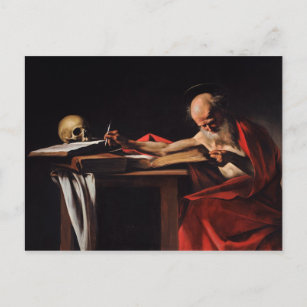 Postal Escritura de Saint Jerome (por Caravaggio)