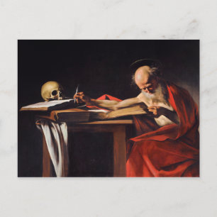 Postal Escritura de Saint Jerome por Michelangelo Caravag