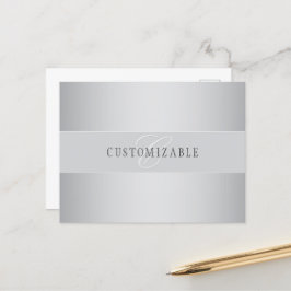 Postal Escritura Elegante Editable En Monograma | Gris