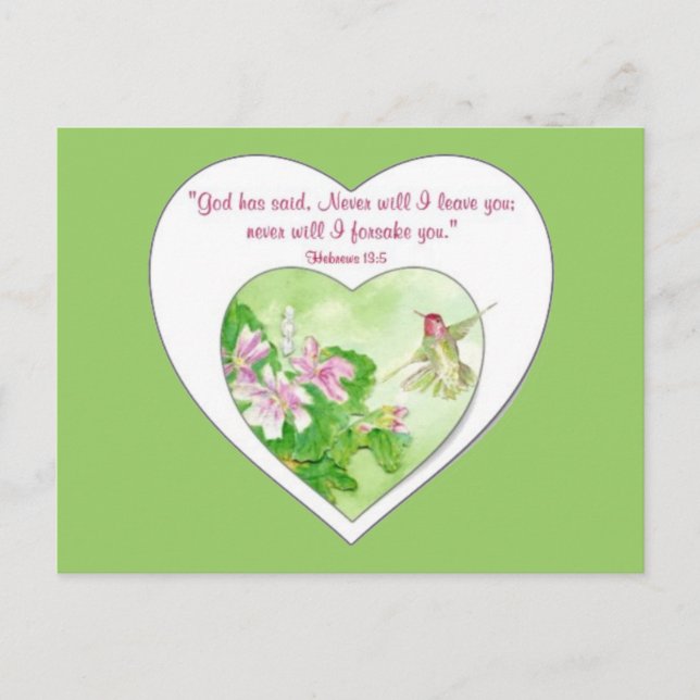 Postal Escritura Hebreos 19:5 Nunca te dejaré (Anverso)