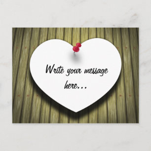 Postal Escritura manuscrita de corazón de papel Rústico