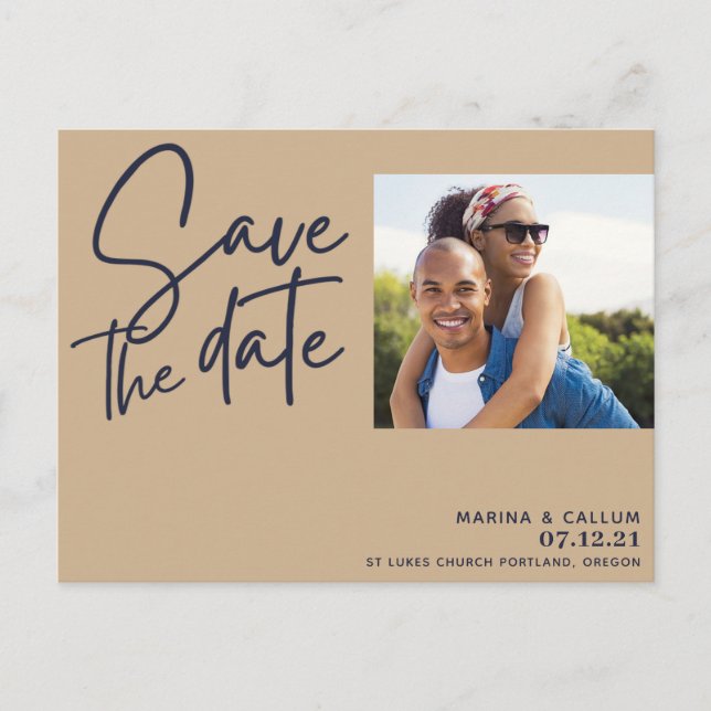 Postal escritura marina rosa foto moderna de moda (Anverso)