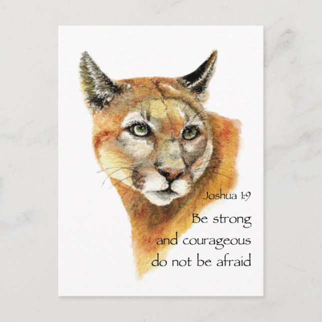Postal Escritura motivacional Joshua Cougar Arte animal (Anverso)