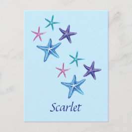 Postal Escritura personalizada de Starfish colorido