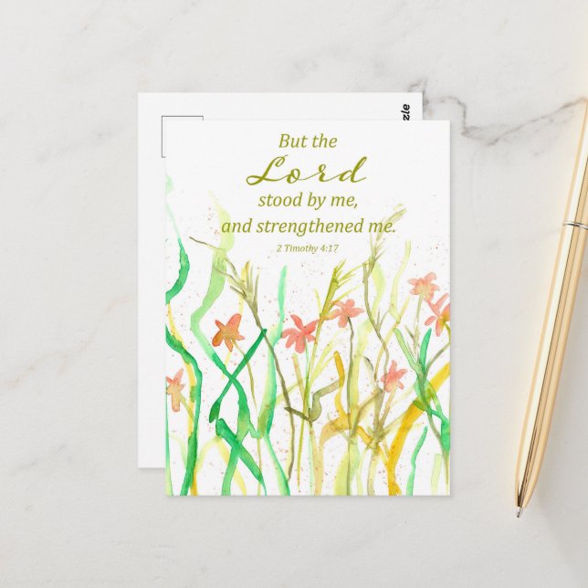 Postal Escritura religiosa 2 Timoteo ramo de flores silve (Anverso/Reverso In Situ)