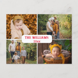 Postal escritura roja mínima elegante 4 fotos vacaciones