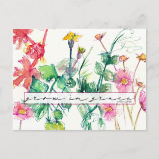 Postal Escritura Versículo Bíblico Crecer en Gracia Flore