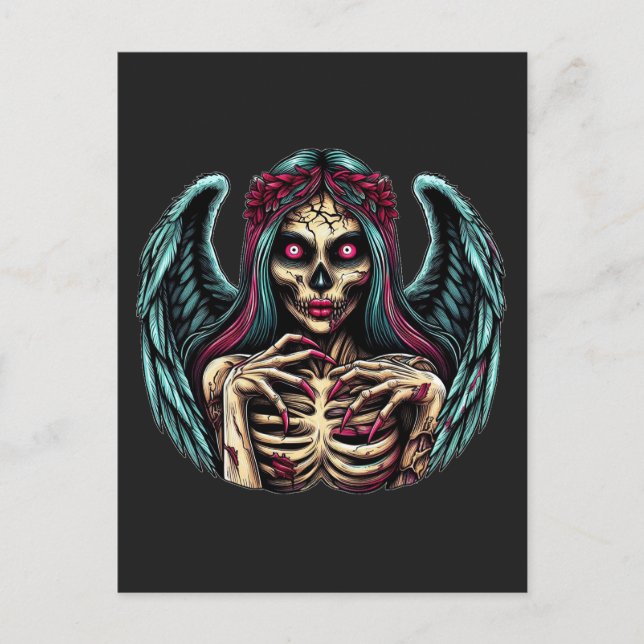 Postal Escrúpulo escarpado zombi Angel Dark Fantasía arte (Anverso)
