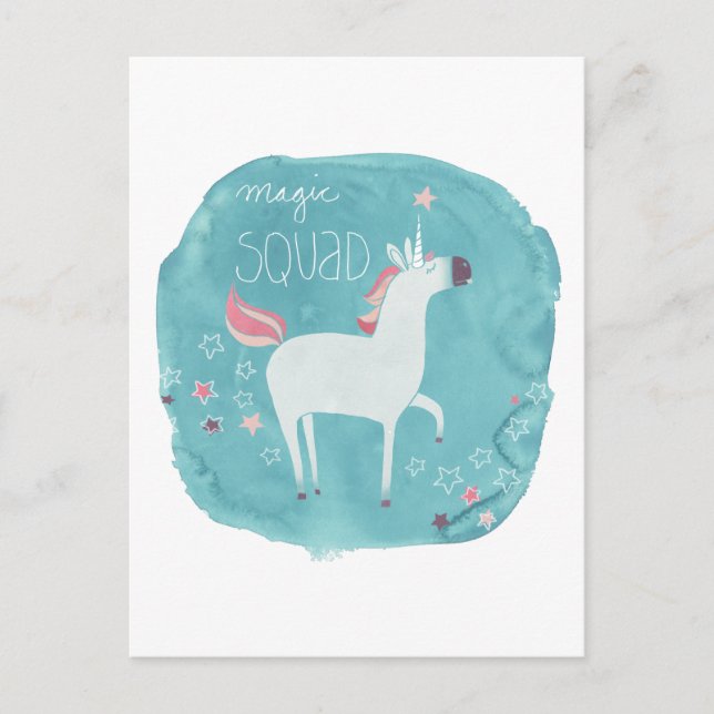 Postal Escuadrón mágico de unicornio (Anverso)