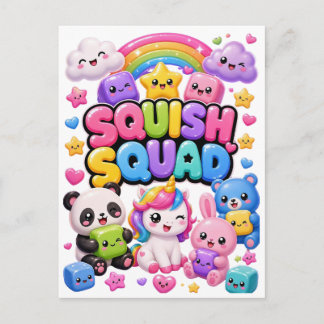 Postal Escuadrón Squish Brillante Arcoíris Panda Unicorni