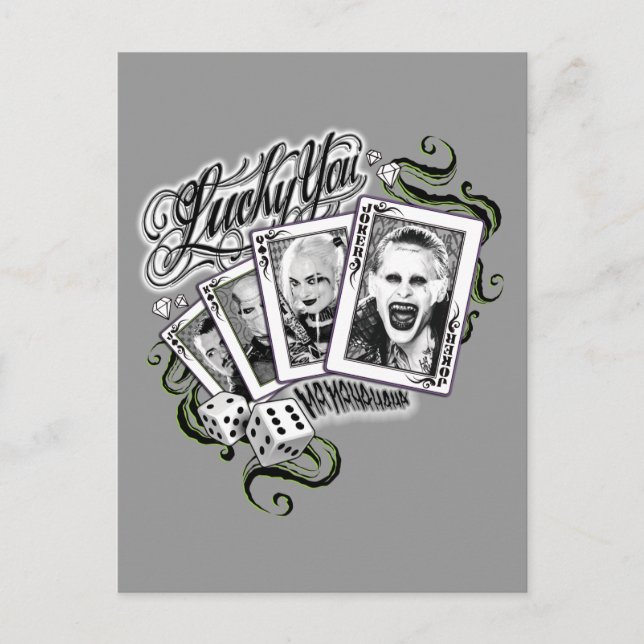 Postal Escuadrón suicida | Cartas de juego "Lucky You" (Anverso)