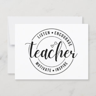 Postal "Escucha, anima, motiva, inspira", profesora Gra