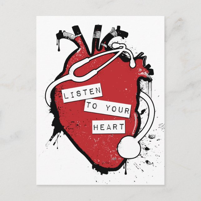 Postal escucha tu corazón anatómico (Anverso)