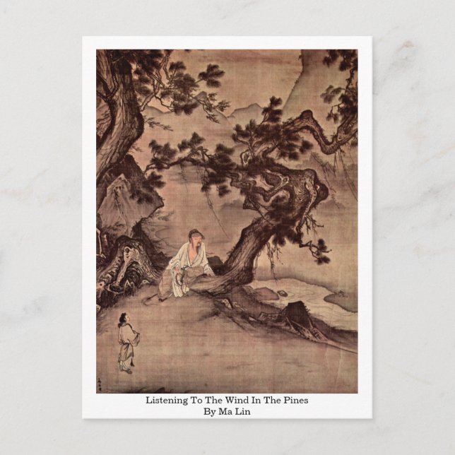 Postal Escuchando El Viento En Los Pinos Por Mamáes Lin (Anverso)