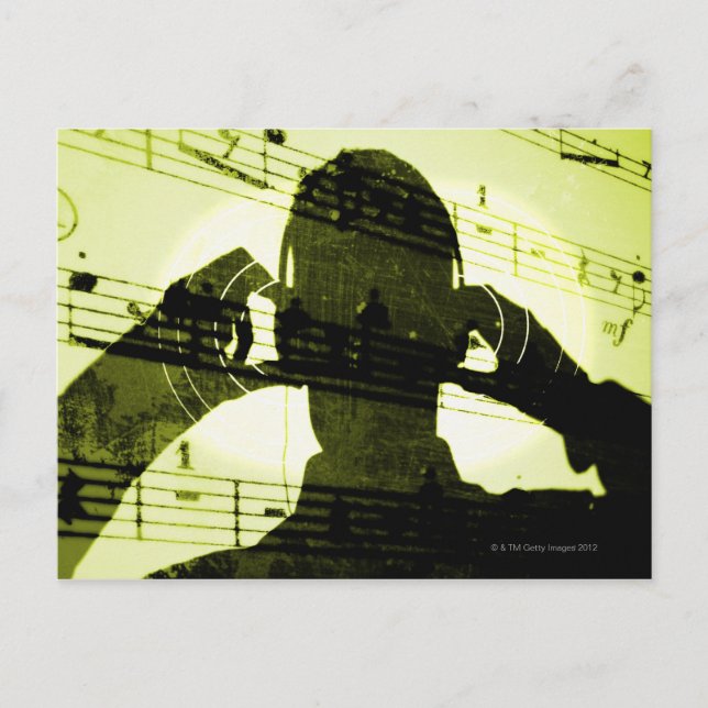 Postal Escuchando música (Anverso)