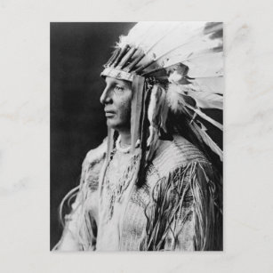 Postal Escudo blanco - Indio nativo americano de Arikara