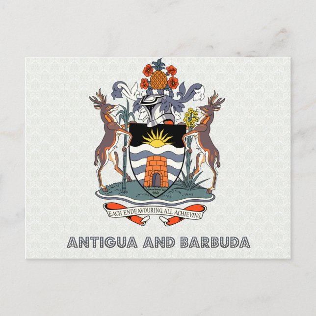 Postal Escudo de armas de alta calidad de Antigua y Barbu (Anverso)