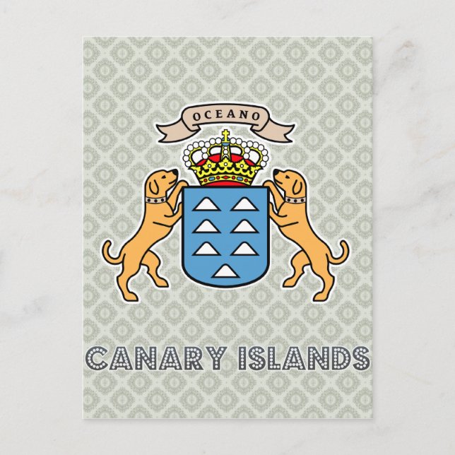Postal Escudo de armas de alta calidad de las Islas Canar (Anverso)