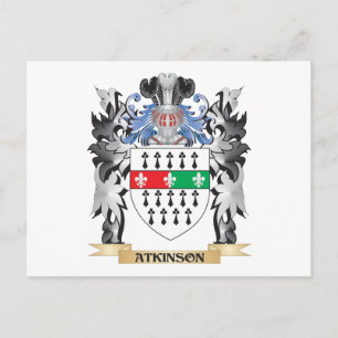 Postal Escudo de armas de Atkinson - Cresta familiar