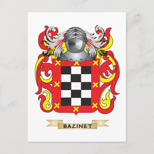 Postal Escudo de armas de Bazinet (escudo familiar) (Anverso)