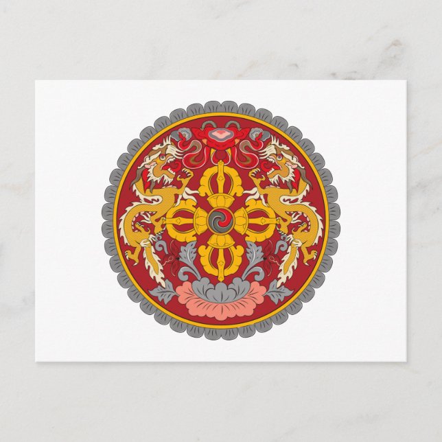 Postal Escudo de armas de Bhután (Anverso)
