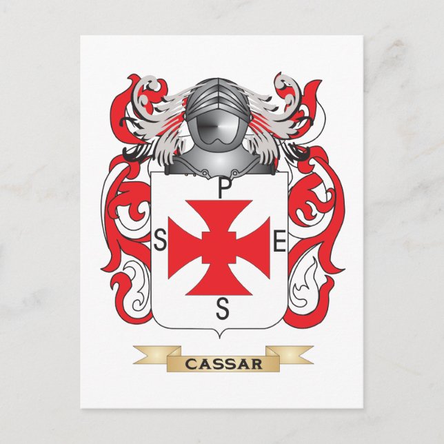 Postal Escudo de armas de Cassar (reposo familiar) (Anverso)