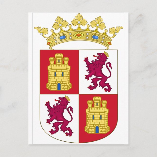 Postal Escudo de armas de Castilla y León (España) (Anverso)