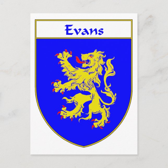Postal Escudo de armas de Evans/escudo familiar (Gales) (Anverso)