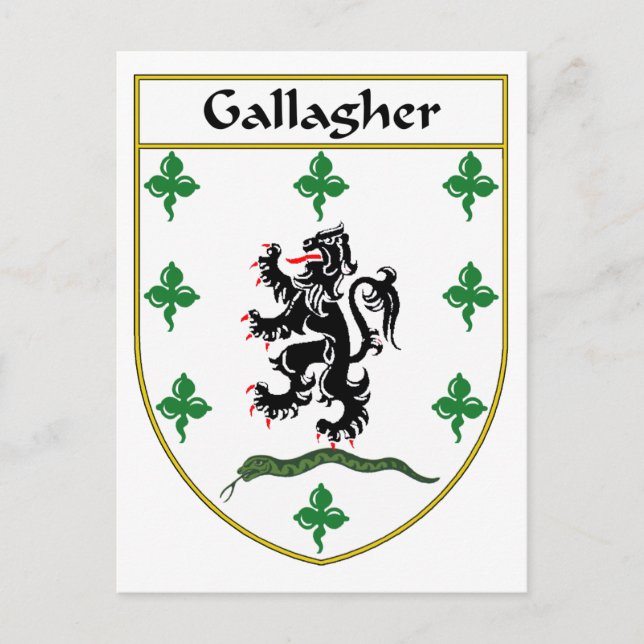 Postal Escudo de armas de Gallagher/escudo familiar (Anverso)