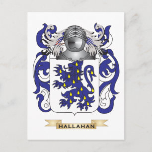 Postal Escudo de armas de Hallahan (escudo familiar)