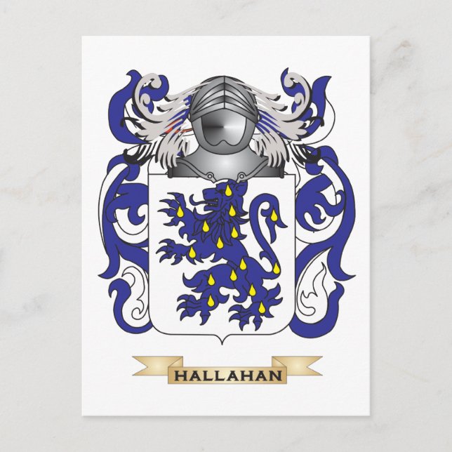 Postal Escudo de armas de Hallahan (escudo familiar) (Anverso)