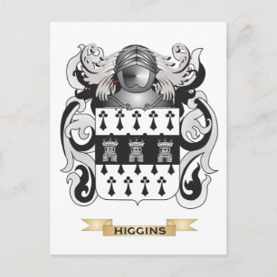 Postal Escudo de armas de Higgins (escudo familiar)