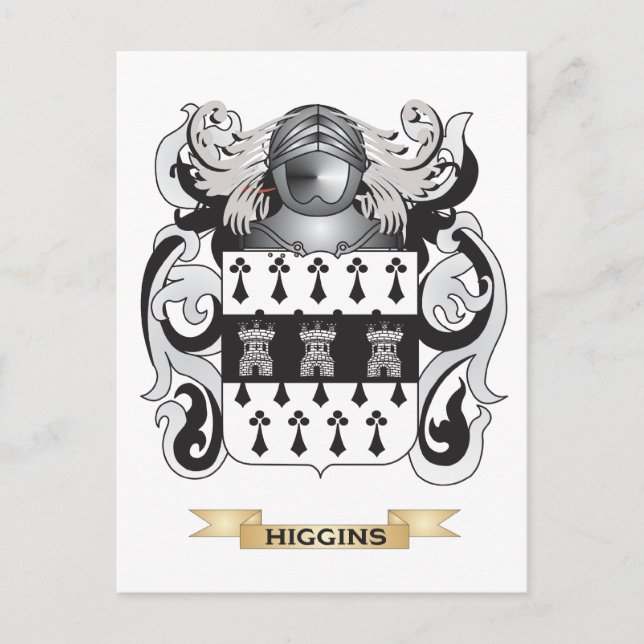 Postal Escudo de armas de Higgins (escudo familiar) (Anverso)
