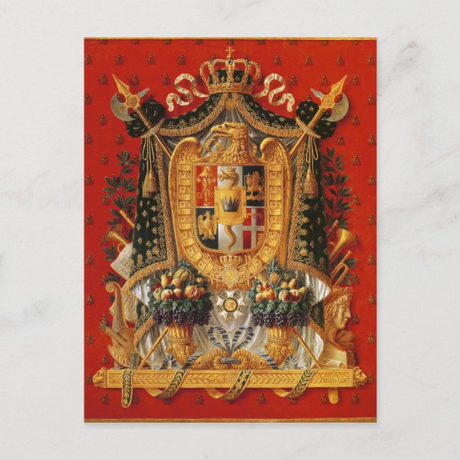 Postal Escudo de armas de Italia, diseño de un tapiz (Anverso)