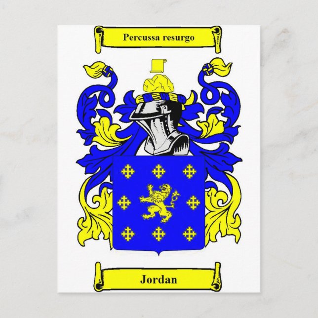 Postal Escudo de armas de Jordania (inglés) (Anverso)