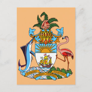 Postal Escudo de armas de las Bahamas: Marlin, Flamingo, 