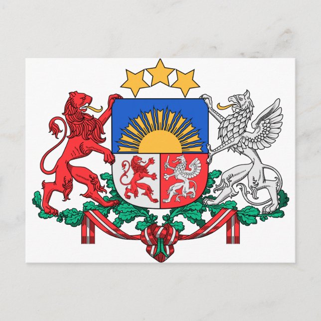 Postal Escudo de armas de Letonia (Anverso)