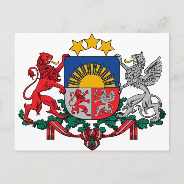 Postal Escudo de armas de Letonia - Latvijas ģerbonis (Anverso)