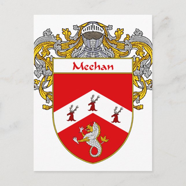 Postal Escudo de armas de Meehan (Mantled) (Anverso)