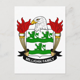 Postal Escudo de armas de Milligan/reposo familiar