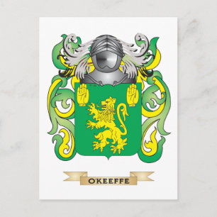 Postal Escudo de armas de O'Keeffe (escudo familiar)
