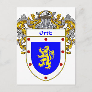 Postal Escudo de armas de Ortiz (Mantled)