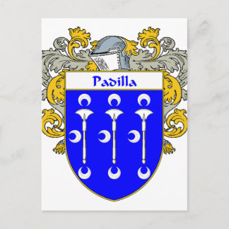 Postal Escudo de armas de Padilla/escudo familiar (Mantle